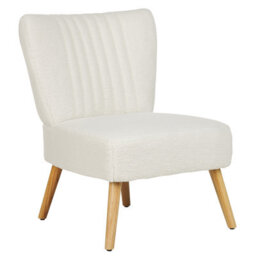 Beliani Armless Armchair White Boucle Vertical Tufting - Compact Accent Chair - thumbnail 4