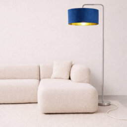 CGC Lighting Cgc Kyra Brushed Nickel Angled Floor Lamp With Navy 45Cm Velvet Lampshade