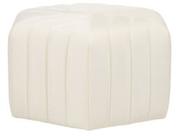 Beliani Ottman Glamour Off-White Velvet Hexagonal Pouffe 53 X 48 X 29 Cm - Footstool For Living Room - thumbnail 1