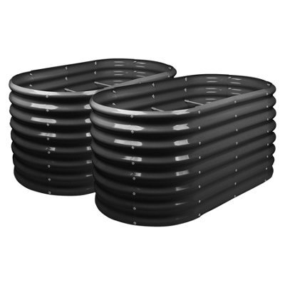 Harbour Housewares Raised Garden Beds - 2X Anthracite Rounded Bottomless Metal Bed Galvanised Steel Planter Box 120 X 60 X 60Cm - image 1