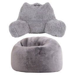 Icon Cuddle Cushion And Kids Kingston Rabbit Faux Fur Classic Bean Bag, Light Grey - thumbnail 1