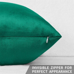 Ameha Green Plain Velvet Cushions Set, 18X18 Inch, Includes 4 Filled Cushions & 4 Covers, Breathable & Anti Allergic - thumbnail 7