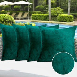 Ameha Green Plain Velvet Cushions Set, 18X18 Inch, Includes 4 Filled Cushions & 4 Covers, Breathable & Anti Allergic - thumbnail 9