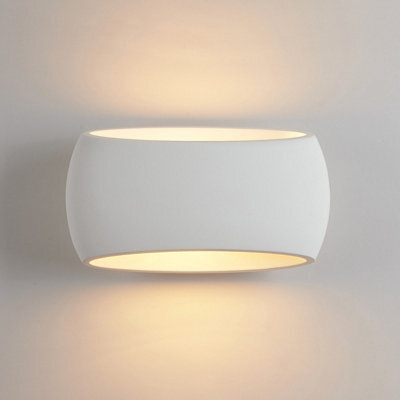 Harper Living Wall Lights,  Indoor Wall Sconce Lamp With White Oval Ceramic Shade, Plaster Wall Light For Bedroom, Living Room - image 1