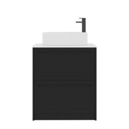 Royal Bathrooms Royal Bathroom Elmore 700mm Matt Nocturne Black Freestanding Bathroom Vanity Unit 2 Drawer Plain White Worktop With Peak Basin - thumbnail 7