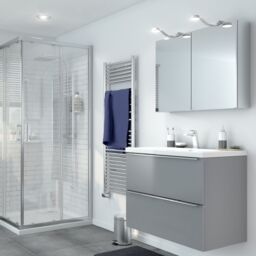 GoodHome Imandra Compact Matt Mirror Effect Double Bathroom Cabinet Mirrored (H)600mm (W)800mm - thumbnail 5