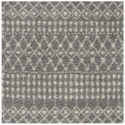 The Rugs Soft Moroccan Diamond Shaggy Rugs And Runners High Pile Grey And Ivory Living Room Kitchen Hallway 1010 - image 1