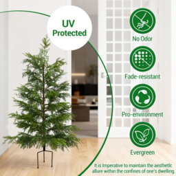London Boutique Set Of 2 90Cm Pre-Lit Artificial Cypress Trees, Warm White Led Lights, Uv Resistant Faux Plants With Ground Spikes - thumbnail 3