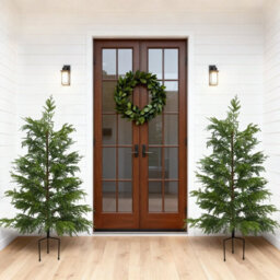 London Boutique Set Of 2 90Cm Pre-Lit Artificial Cypress Trees, Warm White Led Lights, Uv Resistant Faux Plants With Ground Spikes - thumbnail 6