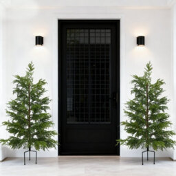 London Boutique Set Of 2 90Cm Pre-Lit Artificial Cypress Trees, Warm White Led Lights, Uv Resistant Faux Plants With Ground Spikes - thumbnail 5