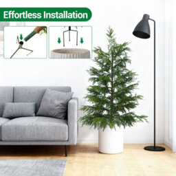 London Boutique Set Of 2 90Cm Pre-Lit Artificial Cypress Trees, Warm White Led Lights, Uv Resistant Faux Plants With Ground Spikes - thumbnail 8