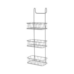 Blue Canyon Grey 3 Tier Over Shower Screen Caddy Rust Resistant Hanging Bathroom Storage Rack
