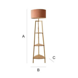 Valuelights Hiru Shelf Tripod Floor Lamp With Orange Checkerboard Bamboo Shade And Bulb - thumbnail 9
