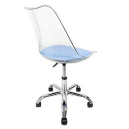 Fusion Living Soho Clear Plastic Dining Chair With Swivel Base Blue - thumbnail 4