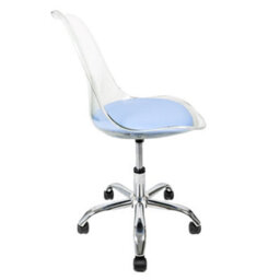 Fusion Living Soho Clear Plastic Dining Chair With Swivel Base Blue - thumbnail 3
