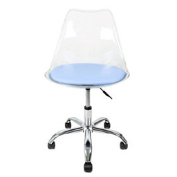 Fusion Living Soho Clear Plastic Dining Chair With Swivel Base Blue - thumbnail 2