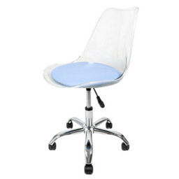 Fusion Living Soho Clear Plastic Dining Chair With Swivel Base Blue