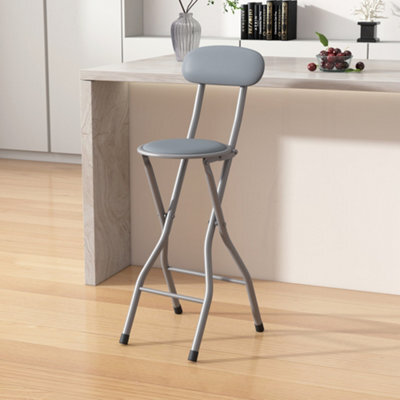 MCC Direct Single Folding Breakfast Bar Stool Padded High Chair Grey - image 1