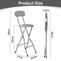 MCC Direct Single Folding Breakfast Bar Stool Padded High Chair Grey - thumbnail 4