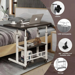 Adjustable Height Wheeled Laptop Stand Rolling Computer Desk - thumbnail 1