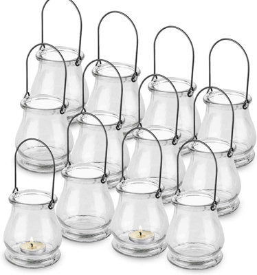 volila 12 Hanging Tealight Holders Clear Glass Candle Holders For Indoor & Outdoor Ambiance - Decorative For Home & Garden - image 1