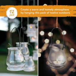 volila 12 Hanging Tealight Holders Clear Glass Candle Holders For Indoor & Outdoor Ambiance - Decorative For Home & Garden - thumbnail 6