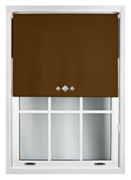 Furnished Thermal Blackout Roller Blinds With Triple Diamond Eyelets & Metal Fittings - Brown (W)95Cm (L)165Cm - thumbnail 2