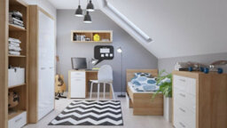 Impact Furniture Compact Storage Sideboard 4 Door Cabinet Cupboard White Gloss Oak Effect Balder - thumbnail 7