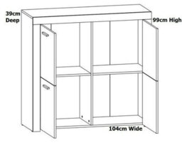 Impact Furniture Compact Storage Sideboard 4 Door Cabinet Cupboard White Gloss Oak Effect Balder - thumbnail 4