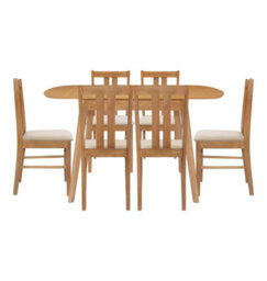 Hallowood Furniture Aston Butterfly Extending Table With 6 Chairs (Light Oak Colour) - thumbnail 8