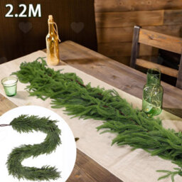 Amorly Artificial Real Touch Norfolk Pine Garland, 2.2M Faux Winter Greenery, Decorative Garland For Mantle, Fireplace Table Xmas Styling - thumbnail 1