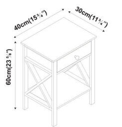 Urbn-Living Urbnliving 60Cm Height Black Wooden 1-Drawer Bedside Sofa Side End Table X-Frame Nightstand With Storage Shelf - thumbnail 6