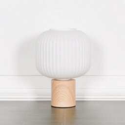 Axl Scandi Frosted Fluted Glass Table Lamp With Wood Effect Base - thumbnail 6