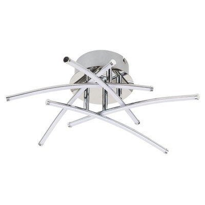 Valuelights Marais Chrome 20W Integrated Led 5 Way Cross Over Design Flush Ceiling Light Warm White - image 1