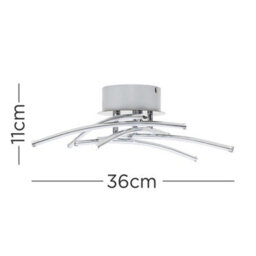 Valuelights Marais Chrome 20W Integrated Led 5 Way Cross Over Design Flush Ceiling Light Warm White - thumbnail 6