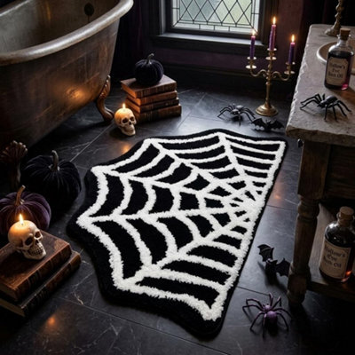 Spider Web Bath Mat, 50X80Cm Halloween Bath Mat, Halloween Rug Spooky Halloween Vibes To Your Bathroom, Non-Slip, Quick Absorbing - image 1