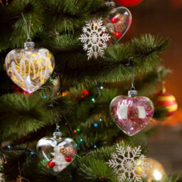 Living And Home 12Pcs Heart Transparent Glass Hanging Christmas Baubles Wedding Decorations 9Cm - thumbnail 2