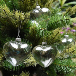 Living And Home 12Pcs Heart Transparent Glass Hanging Christmas Baubles Wedding Decorations 9Cm