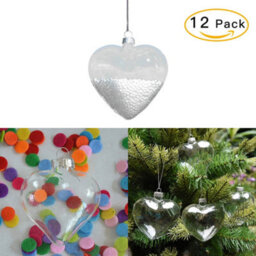 Living And Home 12Pcs Heart Transparent Glass Hanging Christmas Baubles Wedding Decorations 9Cm - thumbnail 5