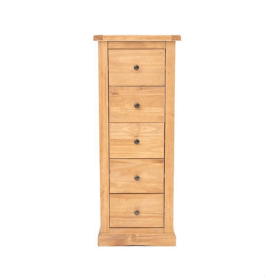 Cabinet Bits Lucca 5 Drawer Narrow Chest Of Drawers Brass Knob - image 1
