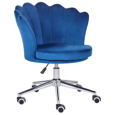 Beliani Desk Chair Monticello Velvet Blue - image 1