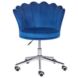 Beliani Desk Chair Monticello Velvet Blue - thumbnail 4