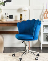 Beliani Desk Chair Monticello Velvet Blue - thumbnail 2