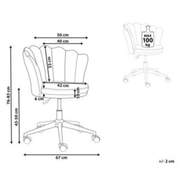 Beliani Desk Chair Monticello Velvet Blue - thumbnail 3