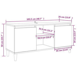 Berkfield Tv Cabinet With Solid Wood Legs Smoked Oak 103.5X35X50 Cm - thumbnail 8