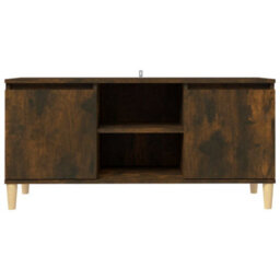 Berkfield Tv Cabinet With Solid Wood Legs Smoked Oak 103.5X35X50 Cm - thumbnail 3