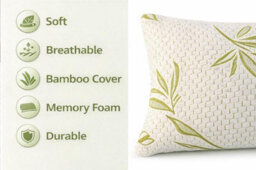 Molten Creek Bamboo Memory Foam Pillow, Shredded Filling, Hypoallergenic Neck Support, 48X74Cm - thumbnail 3