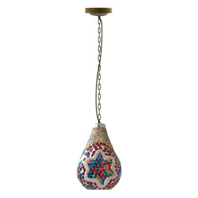 Ledsone Moroccan Turkish Mosaic Glass Pendant Light Adjustable Height Hanging Lamp Fixture For Living Room & Dining Room - image 1