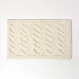 Homescapes Chevron Pattern Thick White Bathmat