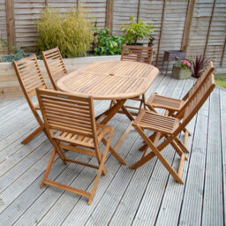 Charles Bentley Fsc Acacia Wooden Furniture Patio Oval Table & 6 Chairs (7 Pc) - thumbnail 9